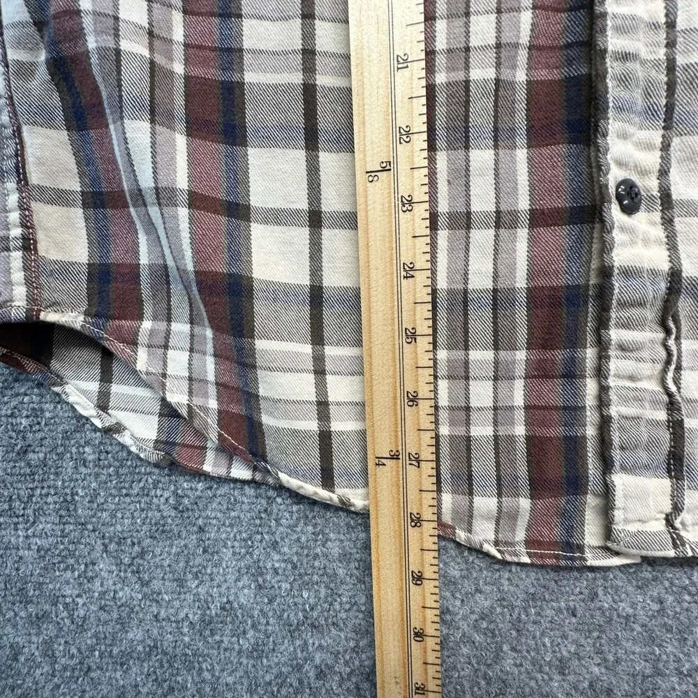 J. Crew Plaid Button Down Shirt Mens Medium Brown Cream Long‎ Sleeve Excellent